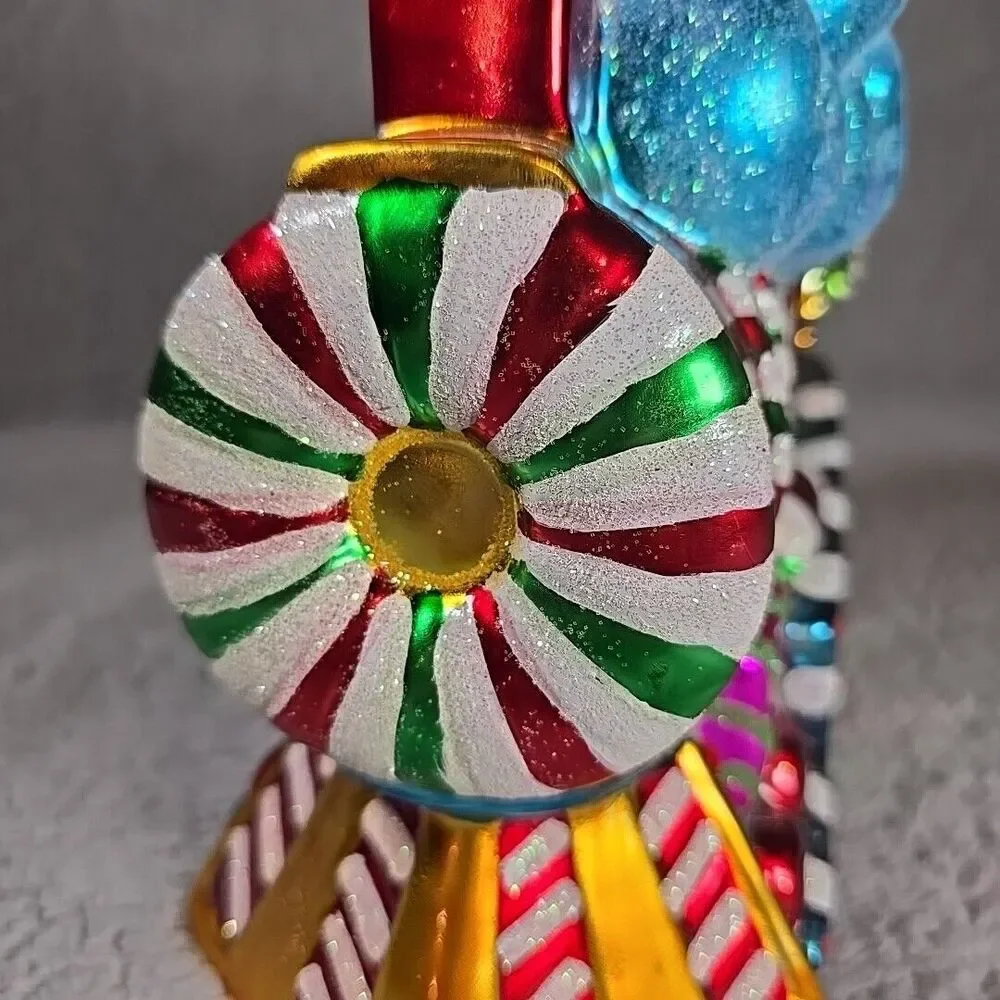 Christopher Radko Cookie Jar Candy Dish Train Colorful Christmas Holiday EUC